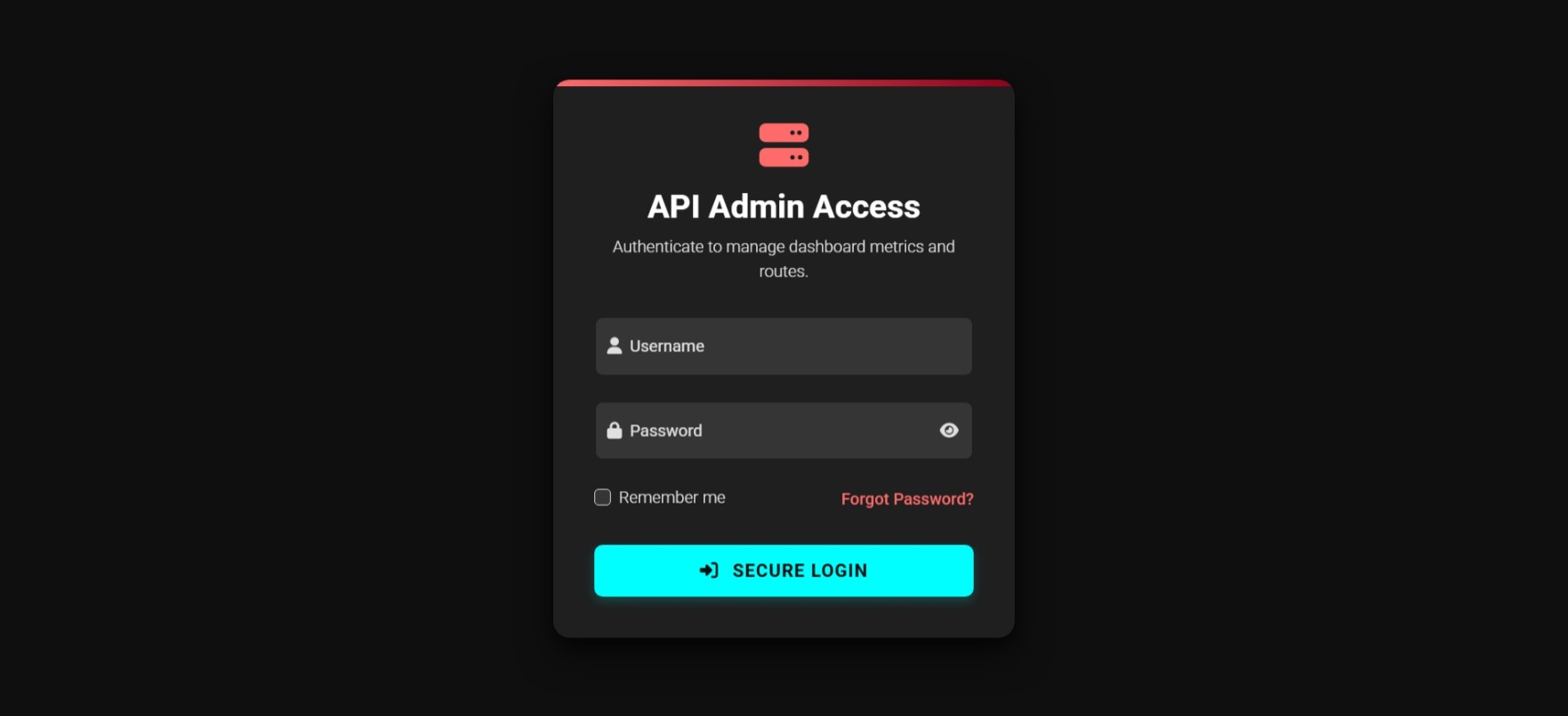 Administrator Login Screen